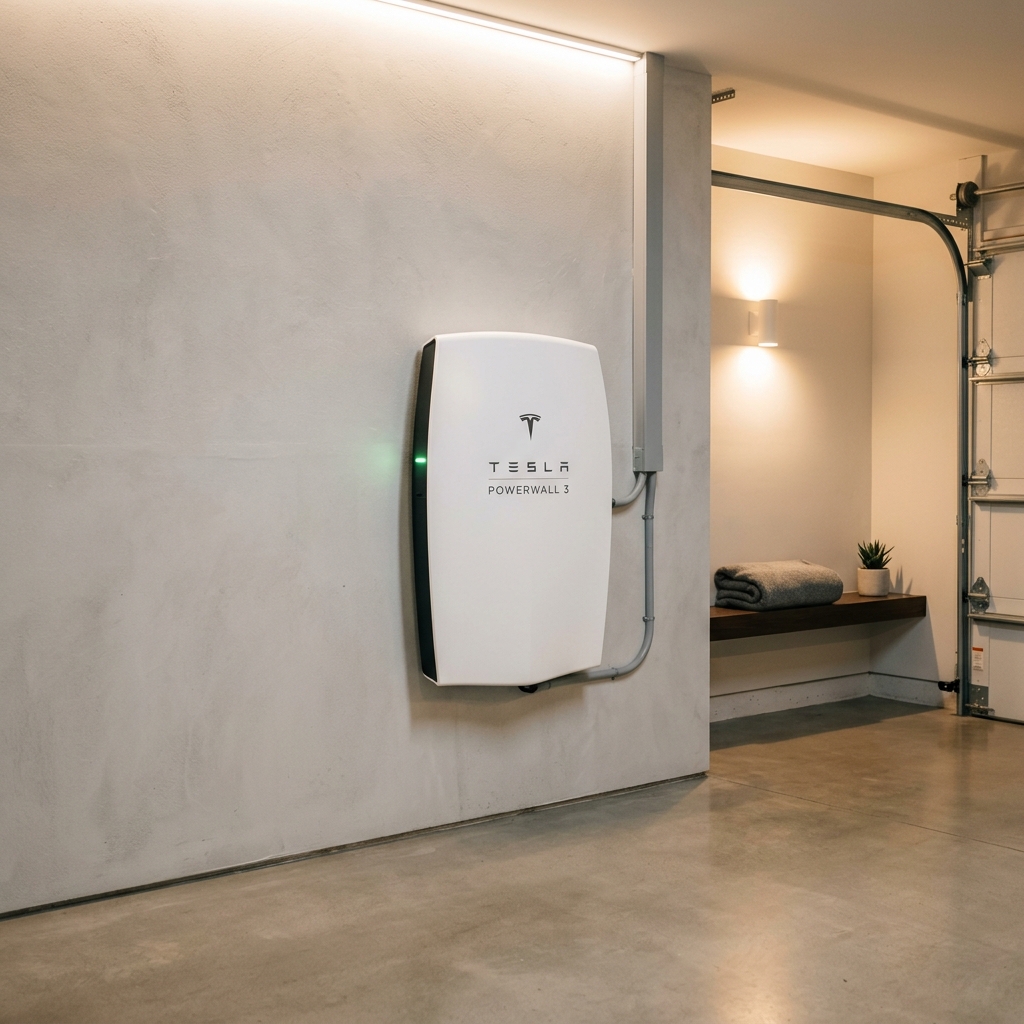 Tesla Powerwall 3 installed professionally on a wall
